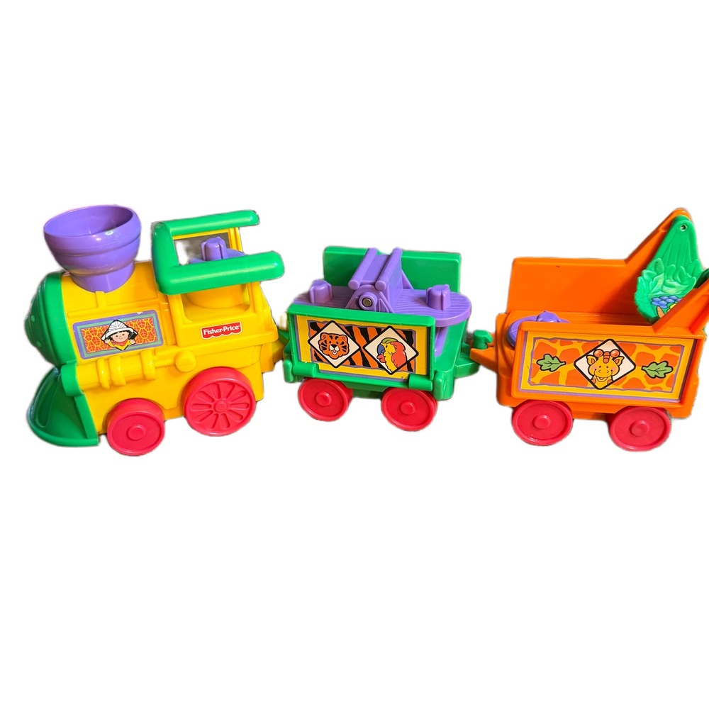 Fisher‎ Price Little People Animal Safari Music Train Engine and 2 Cars Yellow